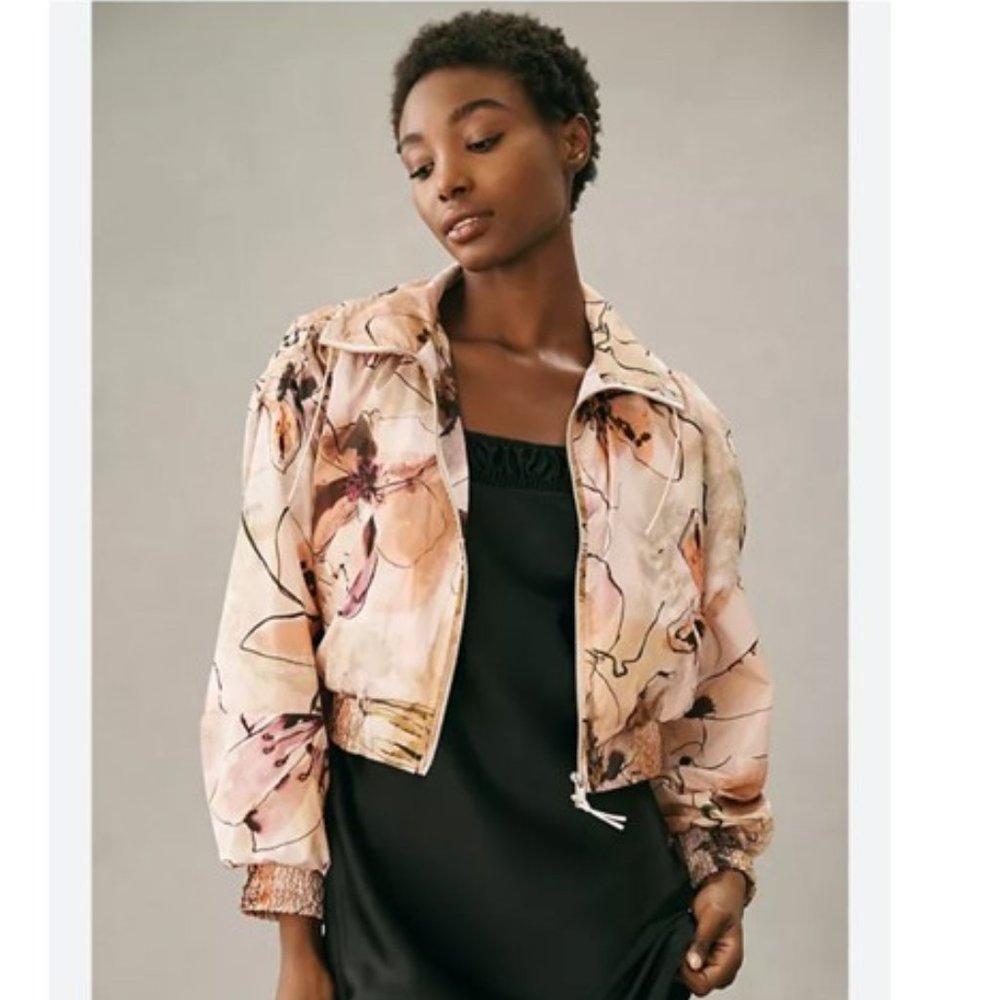 NWT-Anthropologie Femme Cropped Bomber Jacket - L